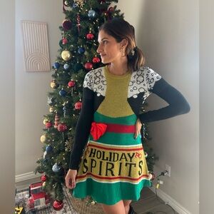Holiday Spirits Christmas Sweater Dress